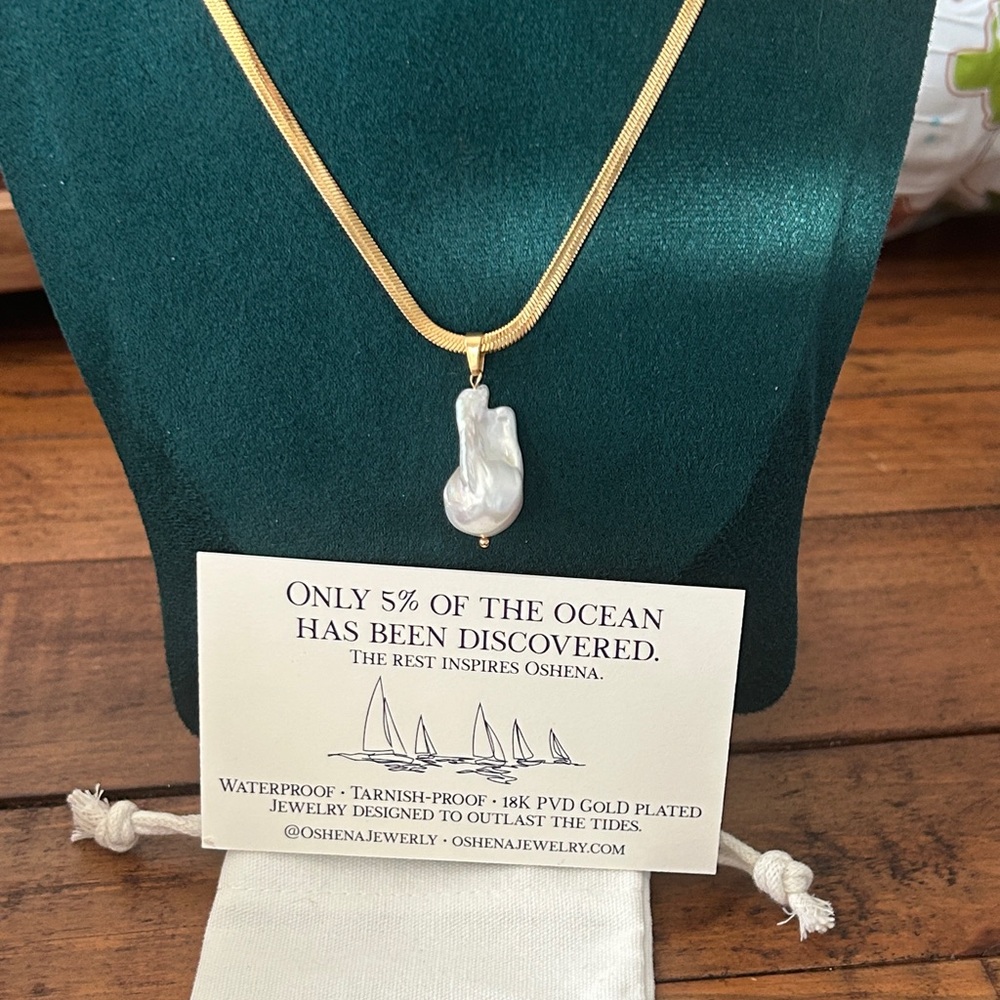 Oshena Designer Beachwear‎ silky herringbone genuine Pearl necklace NEW release!